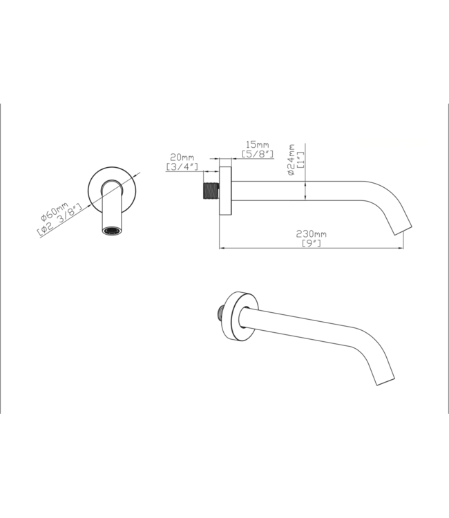 Uitloop badkraan Uniforma Mat Bruin Brons (PVD-gecoat) 23cm – inkortbaar