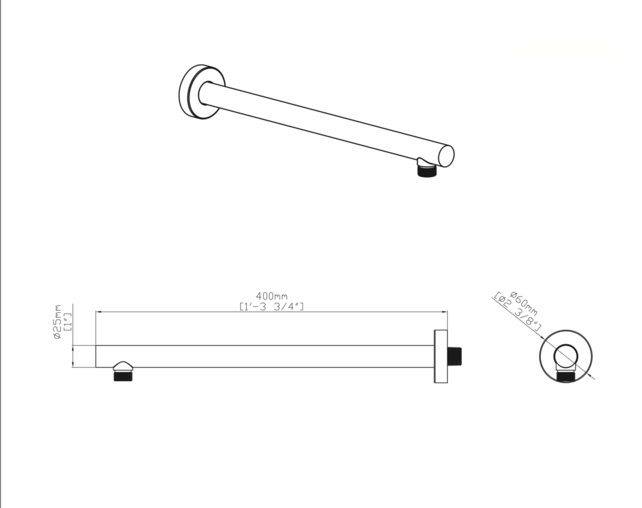 Douchearm Muurbevestiging Uniforma Mat Bruin Brons PVD-gecoat 40cm