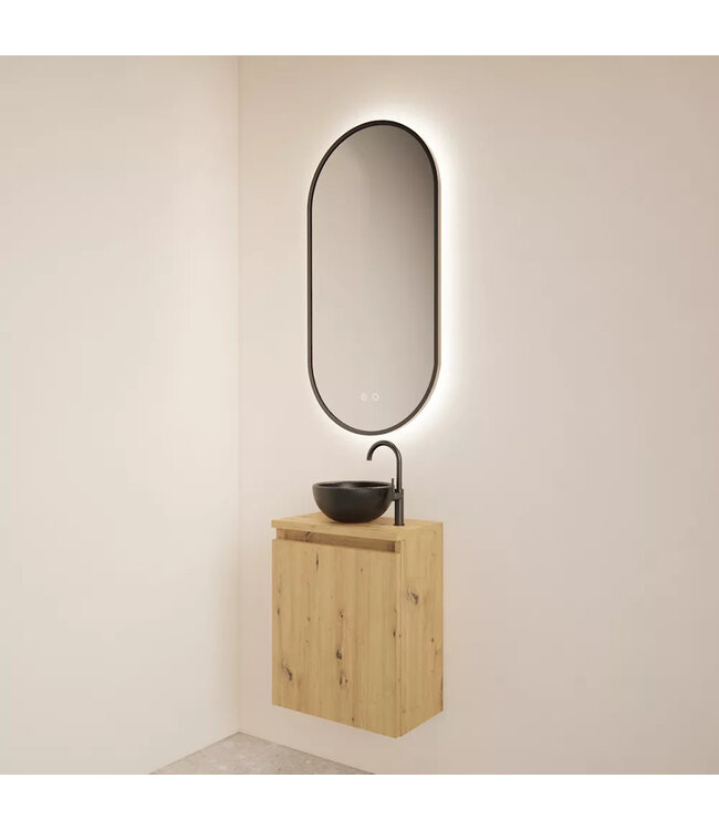 Toiletmeubel Gliss Echo Artisan Eiken 40x50cm met toppaneel Wit