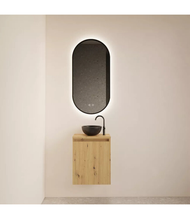 Toiletmeubel Gliss Echo Artisan Eiken 40x50cm met toppaneel Wit