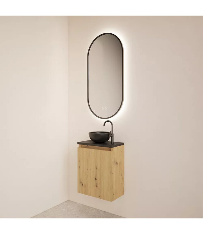 Toiletmeubel Gliss Echo Artisan Eiken 40x50cm met toppaneel Wit