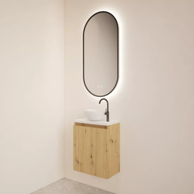 Toiletmeubel Gliss Echo Artisan Eiken 40x50cm met toppaneel Wit