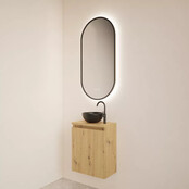 Toiletmeubel Gliss Echo Artisan Eiken 40x50cm met toppaneel Zwart