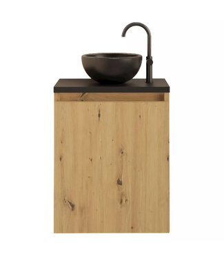 GLISS DESIGN Toiletmeubel Gliss Echo Artisan Eiken 40x50cm met toppaneel Zwart