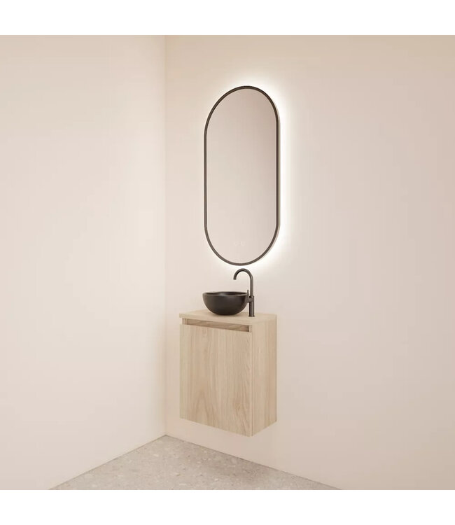 Toiletmeubel Gliss Echo Kastanje 40x50cm met toppaneel Zwart