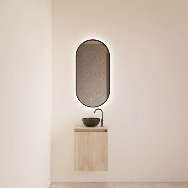 Toiletmeubel Gliss Echo Kastanje 40x50cm met toppaneel Zwart