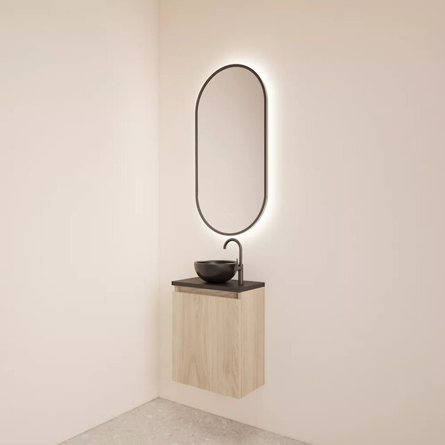 Toiletmeubel Gliss Echo Kastanje 40x50cm met toppaneel Wit