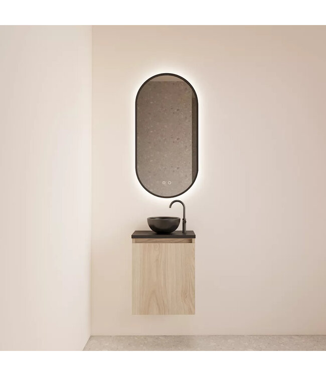 Toiletmeubel Gliss Echo Kastanje 40x50cm met toppaneel Wit