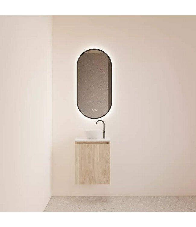 Toiletmeubel Gliss Echo Kastanje 40x50cm met toppaneel Wit