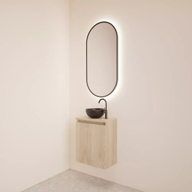 Toiletmeubel Gliss Echo Kastanje 40x50cm met toppaneel Wit