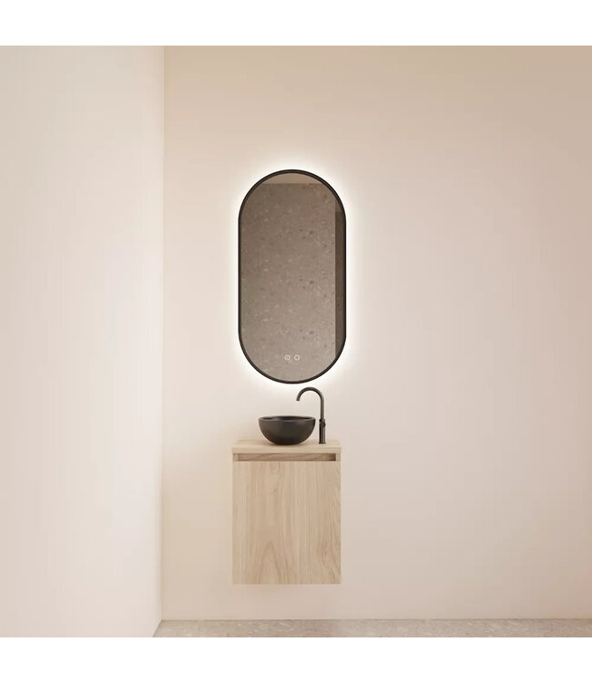 Toiletmeubel Gliss Echo Kastanje 40x50cm met toppaneel Wit