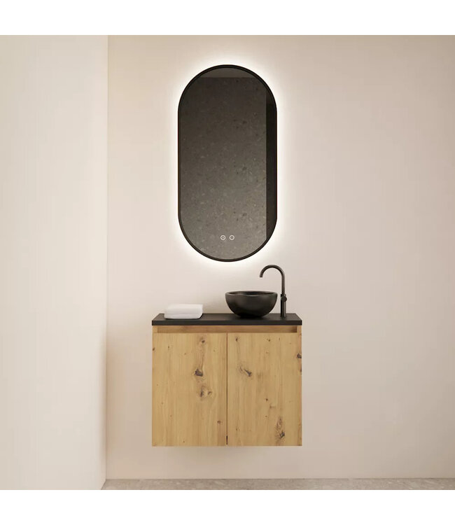 Toiletmeubel Gliss Echo Artisan Eiken 60x50cm met toppaneel Wit