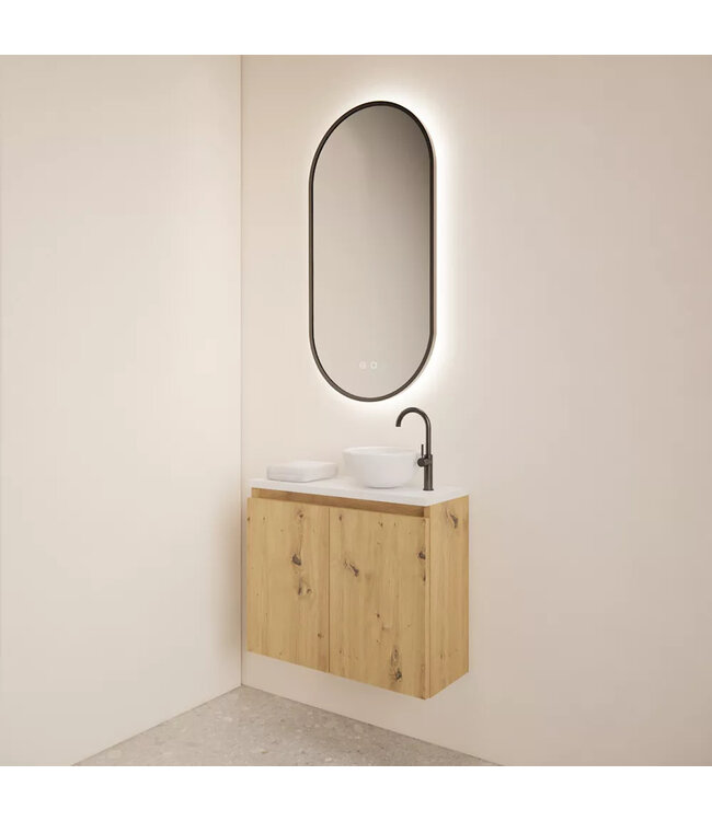 Toiletmeubel Gliss Echo Artisan Eiken 60x50cm met toppaneel Wit