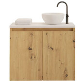 Toiletmeubel Gliss Echo Artisan Eiken 60x50cm met toppaneel Wit
