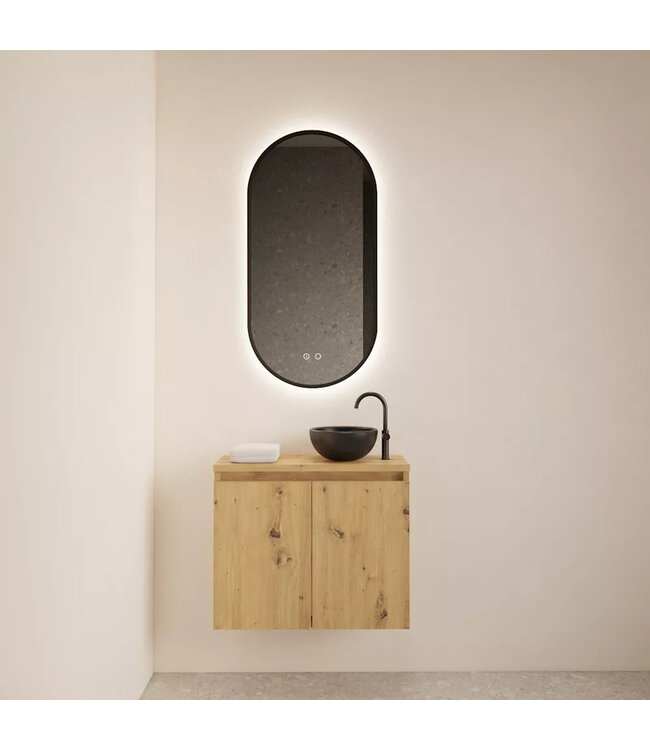 Toiletmeubel Gliss Echo Artisan Eiken 60x50cm met toppaneel Wit