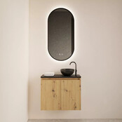 Toiletmeubel Gliss Echo Artisan Eiken 60x50cm met toppaneel Zwart