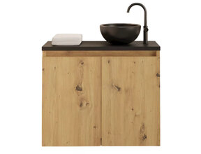 Toiletmeubel Gliss Echo Artisan Eiken 60x50cm met toppaneel Zwart