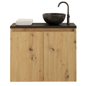 Toiletmeubel Gliss Echo Artisan Eiken 60x50cm met toppaneel Zwart