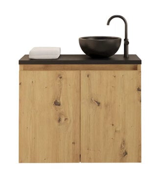 GLISS DESIGN Toiletmeubel Gliss Echo Artisan Eiken 60x50cm met toppaneel Zwart