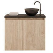 Toiletmeubel Gliss Echo Kastanje 60x50cm met toppaneel Zwart