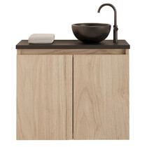 Toiletmeubel Gliss Echo Kastanje 60x50cm met toppaneel Zwart