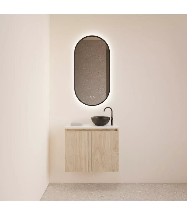 Toiletmeubel Gliss Echo Kastanje 60x50cm met toppaneel Zwart