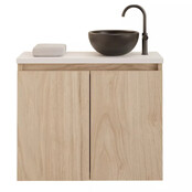 Toiletmeubel Gliss Echo Kastanje 60x50cm met toppaneel Zwart