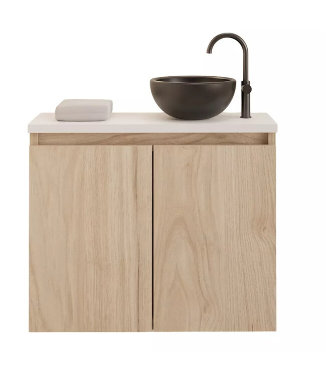 Toiletmeubel Gliss Echo Kastanje 60x50cm met toppaneel Zwart