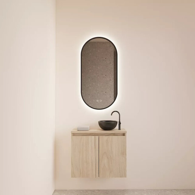 Toiletmeubel Gliss Echo Kastanje 60x50cm met toppaneel Zwart