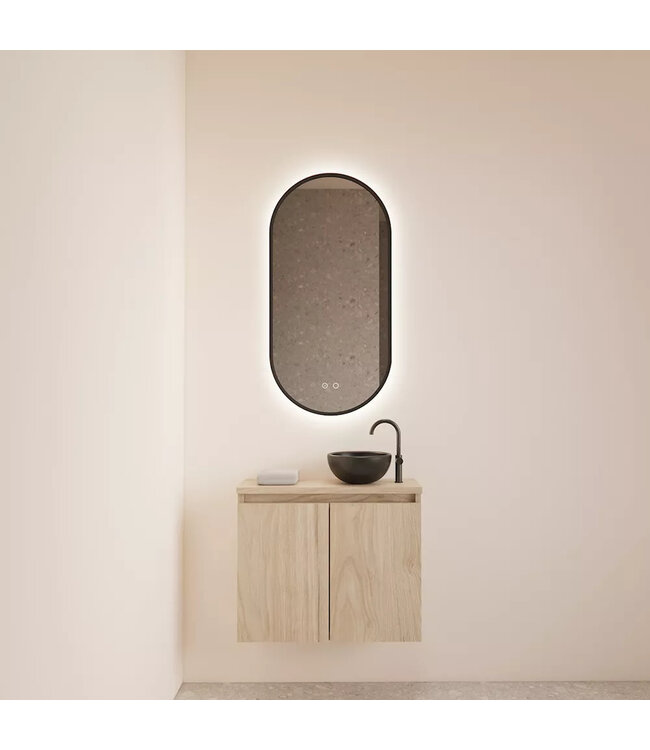 Toiletmeubel Gliss Echo Kastanje 60x50cm met toppaneel Zwart