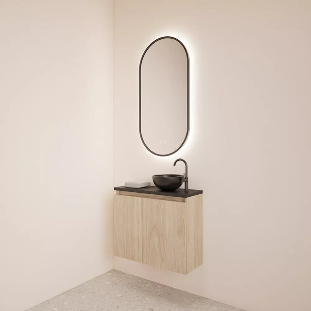 Toiletmeubel Gliss Echo Kastanje 60x50cm met toppaneel Wit