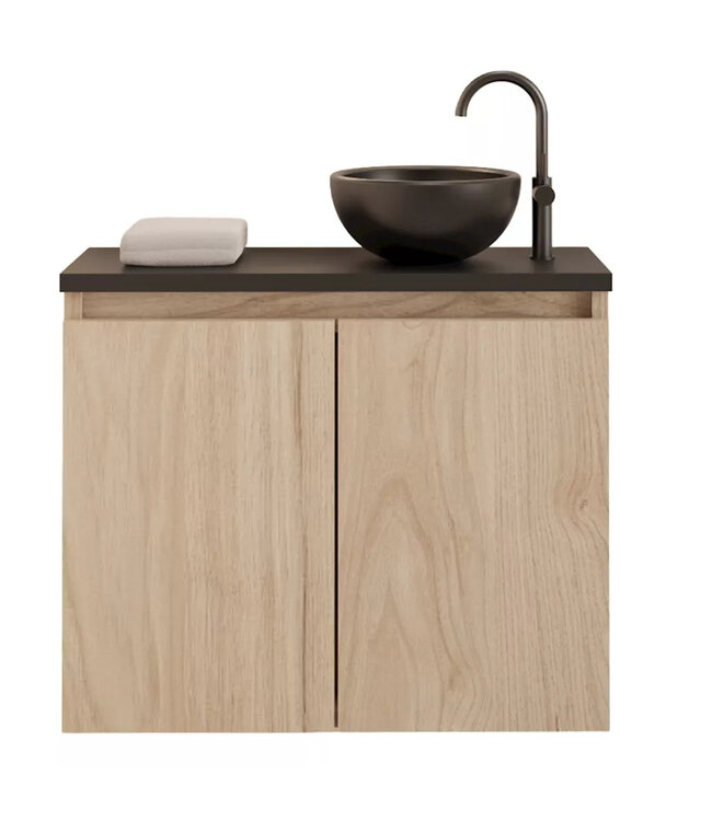 Toiletmeubel Gliss Echo Kastanje 60x50cm met toppaneel Wit