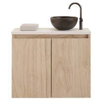 Toiletmeubel Gliss Echo Kastanje 60x50cm met toppaneel Wit