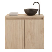 Toiletmeubel Gliss Echo Kastanje 60x50cm met toppaneel Wit