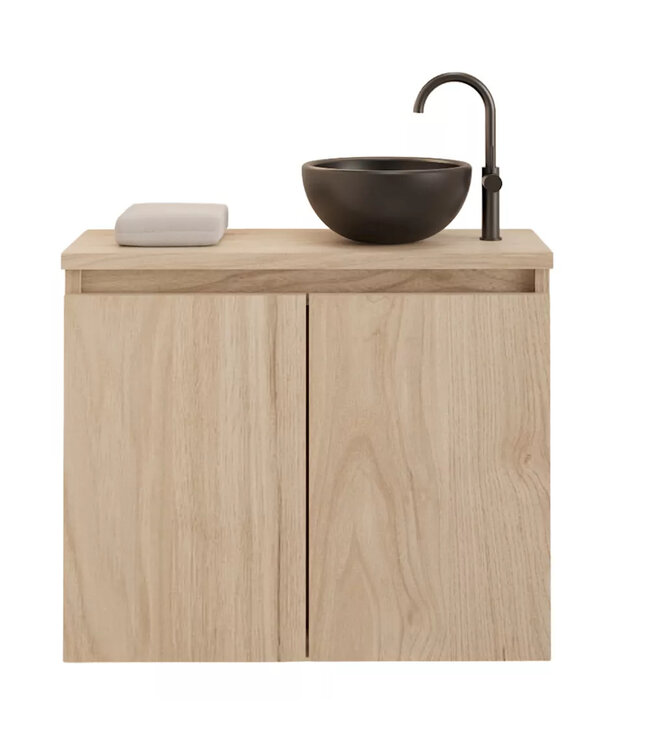 Toiletmeubel Gliss Echo Kastanje 60x50cm met toppaneel Wit