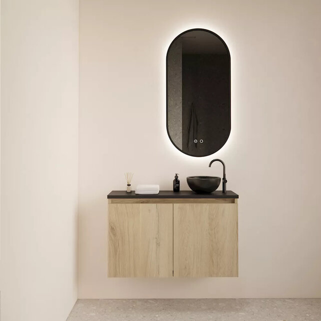 Toiletmeubel Gliss Echo Evoke 80x50cm met toppaneel Zwart