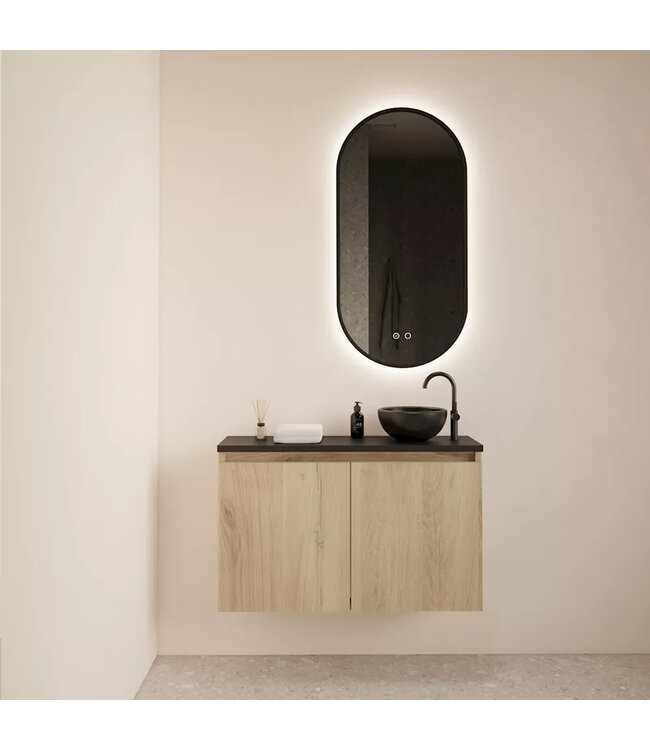 Toiletmeubel Gliss Echo Evoke 80x50cm met toppaneel Zwart