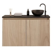 Toiletmeubel Gliss Echo Kastanje 80x50cm met toppaneel Zwart
