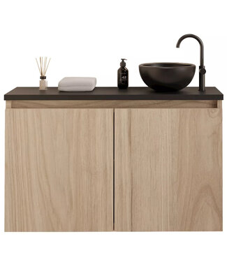 GLISS DESIGN Toiletmeubel Gliss Echo Kastanje 80x50cm met toppaneel Zwart