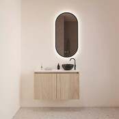 Toiletmeubel Gliss Echo Kastanje 80x50cm met toppaneel Zwart