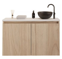 Toiletmeubel Gliss Echo Kastanje 80x50cm met toppaneel Wit