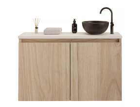 Toiletmeubel Gliss Echo Kastanje 80x50cm met toppaneel Wit