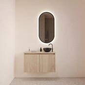 Toiletmeubel Gliss Echo Kastanje 80x50cm met toppaneel Wit