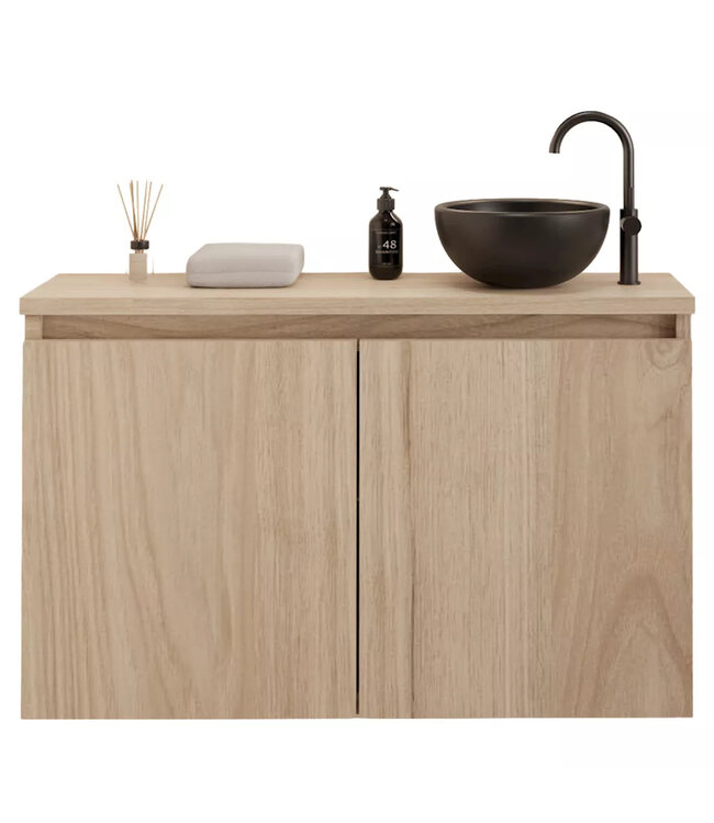 Toiletmeubel Gliss Echo Kastanje 80x50cm met toppaneel Wit