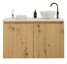 Toiletmeubel Gliss Echo Artisan Eiken 80x50cm met Wit toppaneel