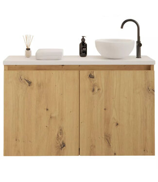 GLISS DESIGN Toiletmeubel Gliss Echo Artisan Eiken 80x50cm met Wit toppaneel