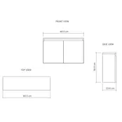 Toiletmeubel Gliss Echo Artisan Eiken 80x50cm met Zwart toppaneel