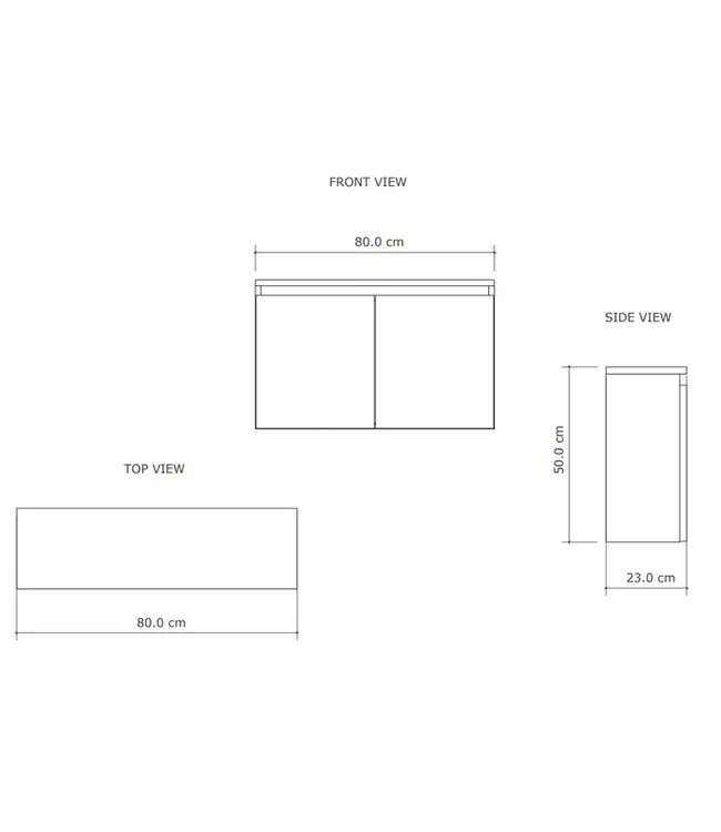 Toiletmeubel Gliss Echo Artisan Eiken 80x50cm met Zwart toppaneel