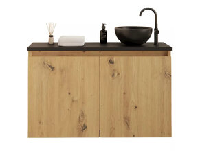 Toiletmeubel Gliss Echo Artisan Eiken 100x50cm met Zwart toppaneel