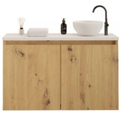 Toiletmeubel Gliss Echo Artisan Eiken 100x50cm met Zwart toppaneel